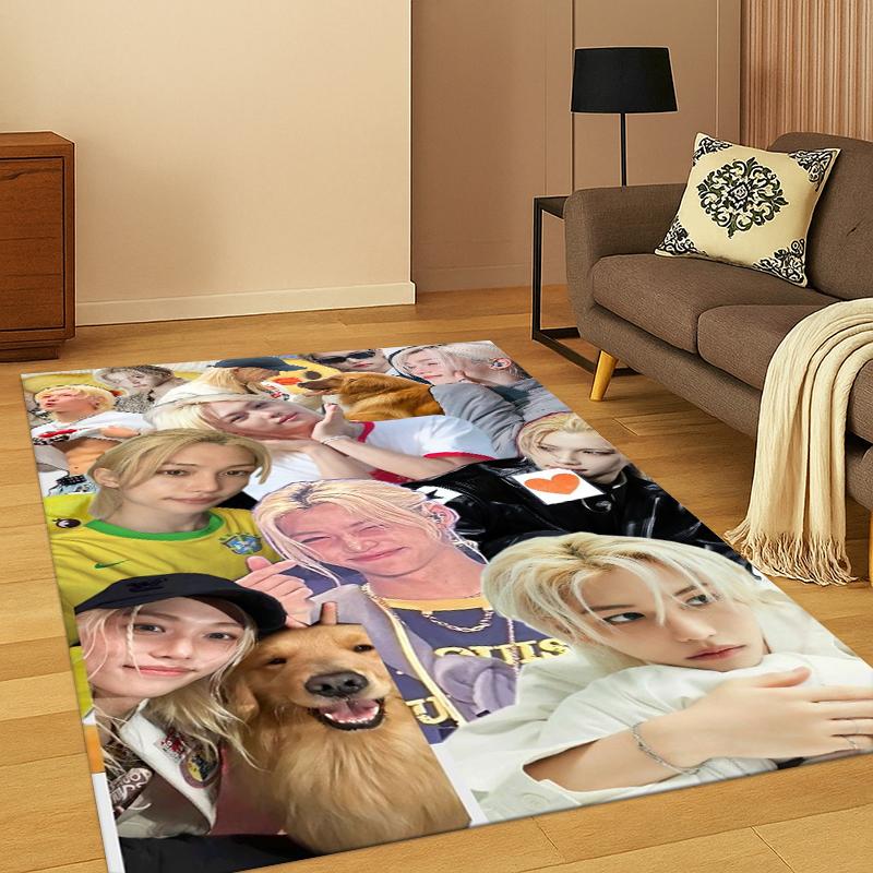 Felix Kpop Stray Kids Soft Area Rug for Bedroom Living Room Sofa,Non-Slip Carpet for Kids,Cozy Floor Mat Doormat Home Decor