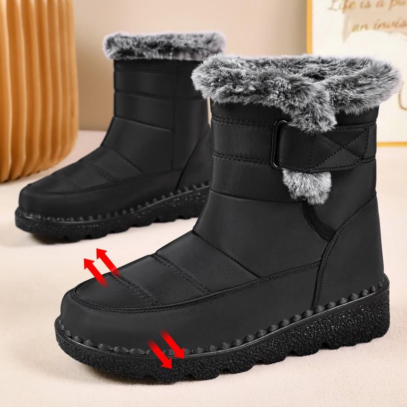 Womens Winter Snow Boots Warm Fleece Lined Non Slip Flat Heel Ankle Plus Size 35-43