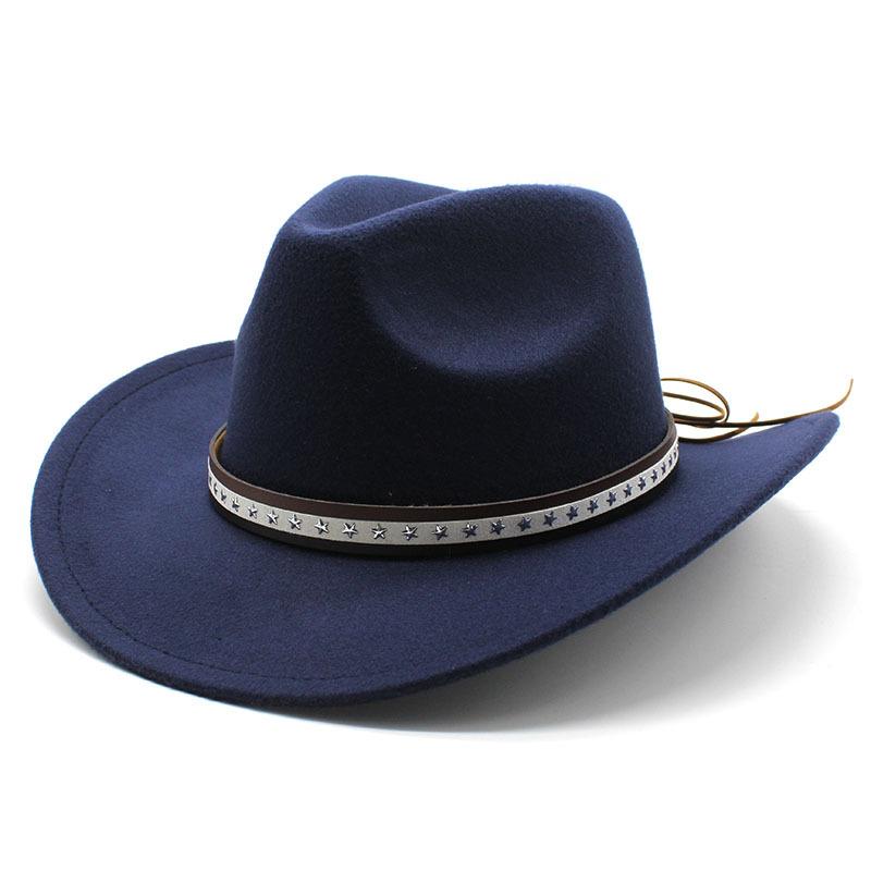 Felt Hat Retro Woolen Hat Cowboy Hat Belt Woolen Top Hat Ethnic Style Hat Retro Jazz Hat