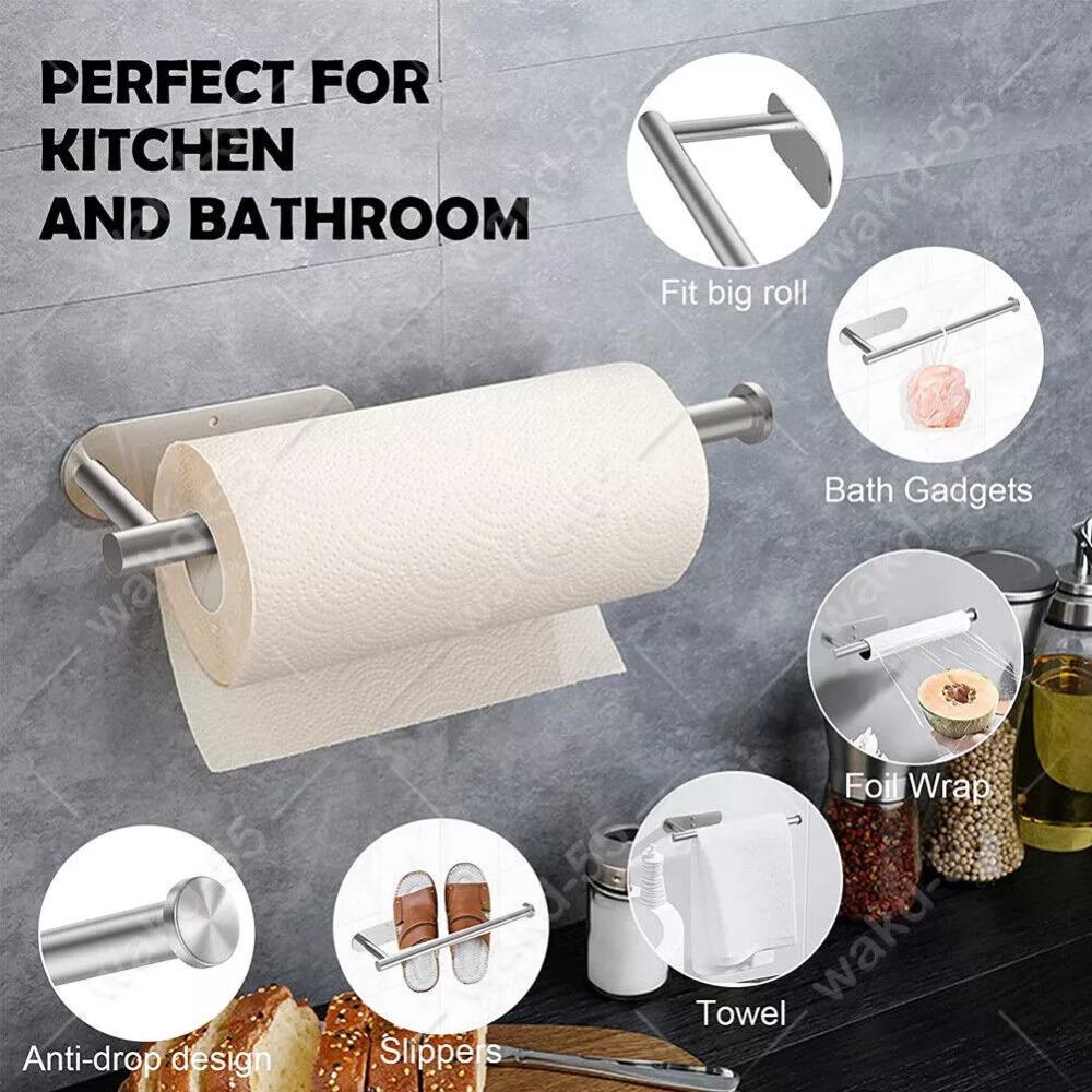 Kitchen Roll Paper Towel Holder Stainless Steel Wall Mount Toilet Roll Holder Home Decor No Drilling Toilet Paper Holder Home