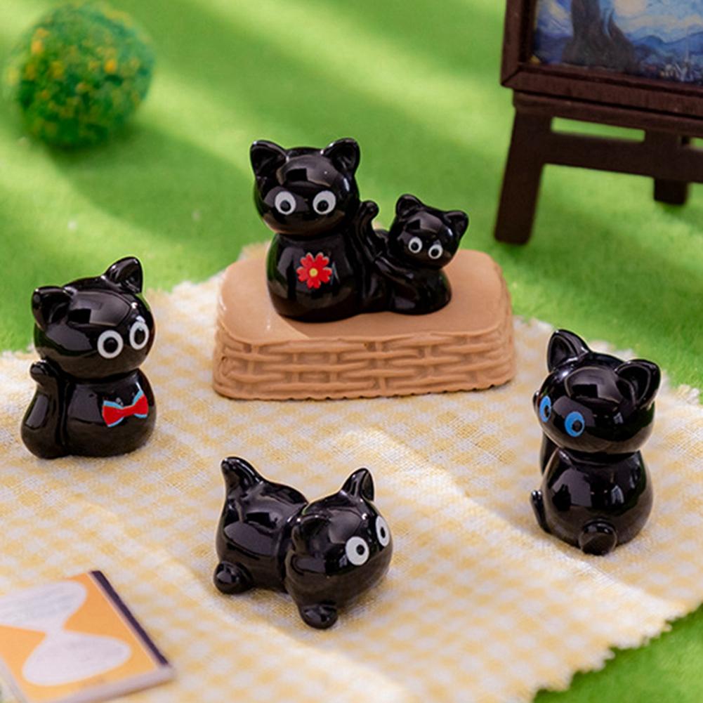 6pcs Cute Cat Miniature Figurines Kitty Desk Ornaments Resin Birthday Gift