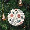 Vintage Botanical Winter Pine and Berry Pattern Acrylic Christmas Tree Ornament Festive Holiday Bauble Hanging Decoration Tree Decor New Year Gift