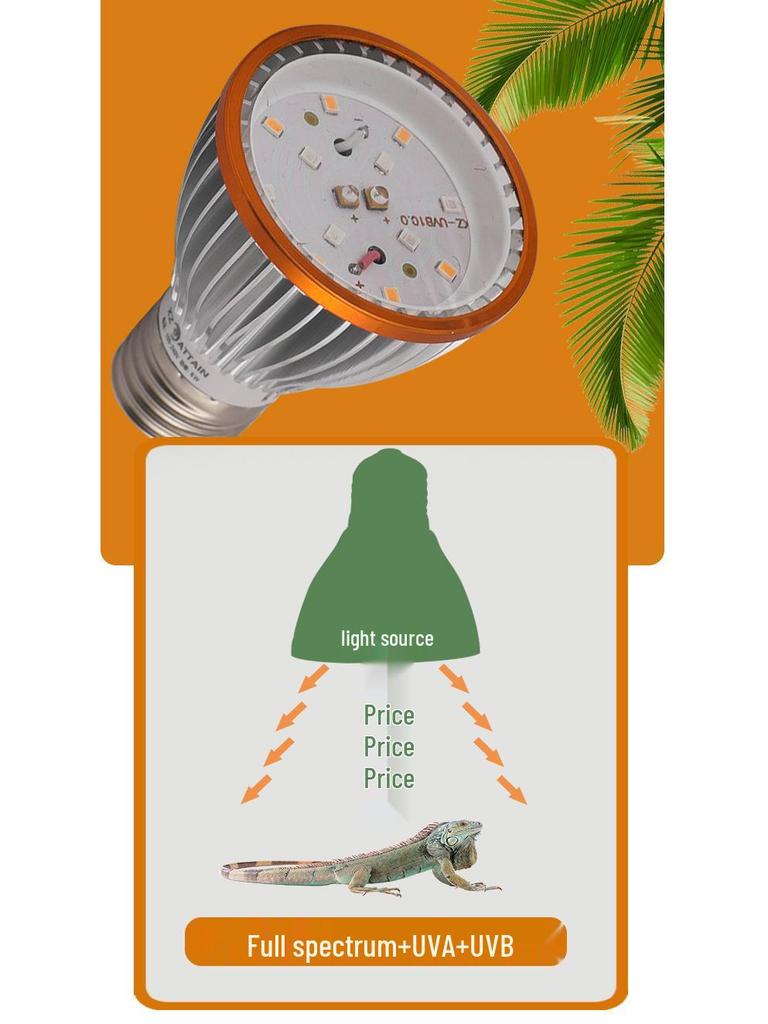 UVB 5.0 LED Turtle Basking Lamp - Full Spectrum UV Sunlamp for Reptiles and Plants