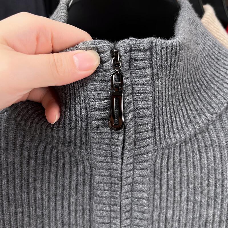 JOW Men's Thickened Half-Zip 100% Wool Sweater
