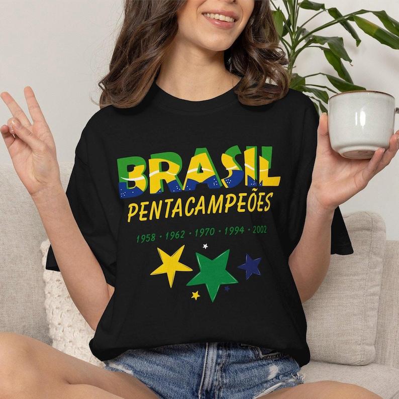 Brazil Pentacampeões World Cup 2026 T-Shirt | Brazilian Soccer Fan Tee S