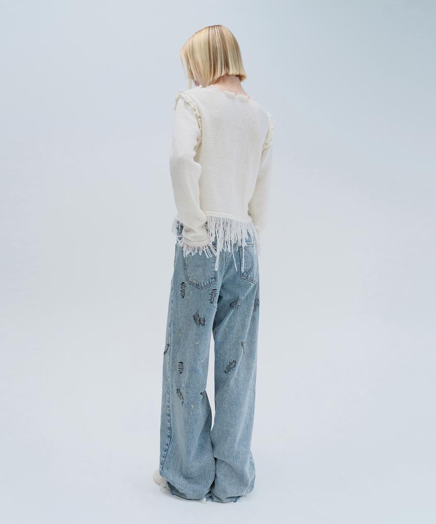 Daiaegeuneol Fringe Damage Knit (Ivory)
