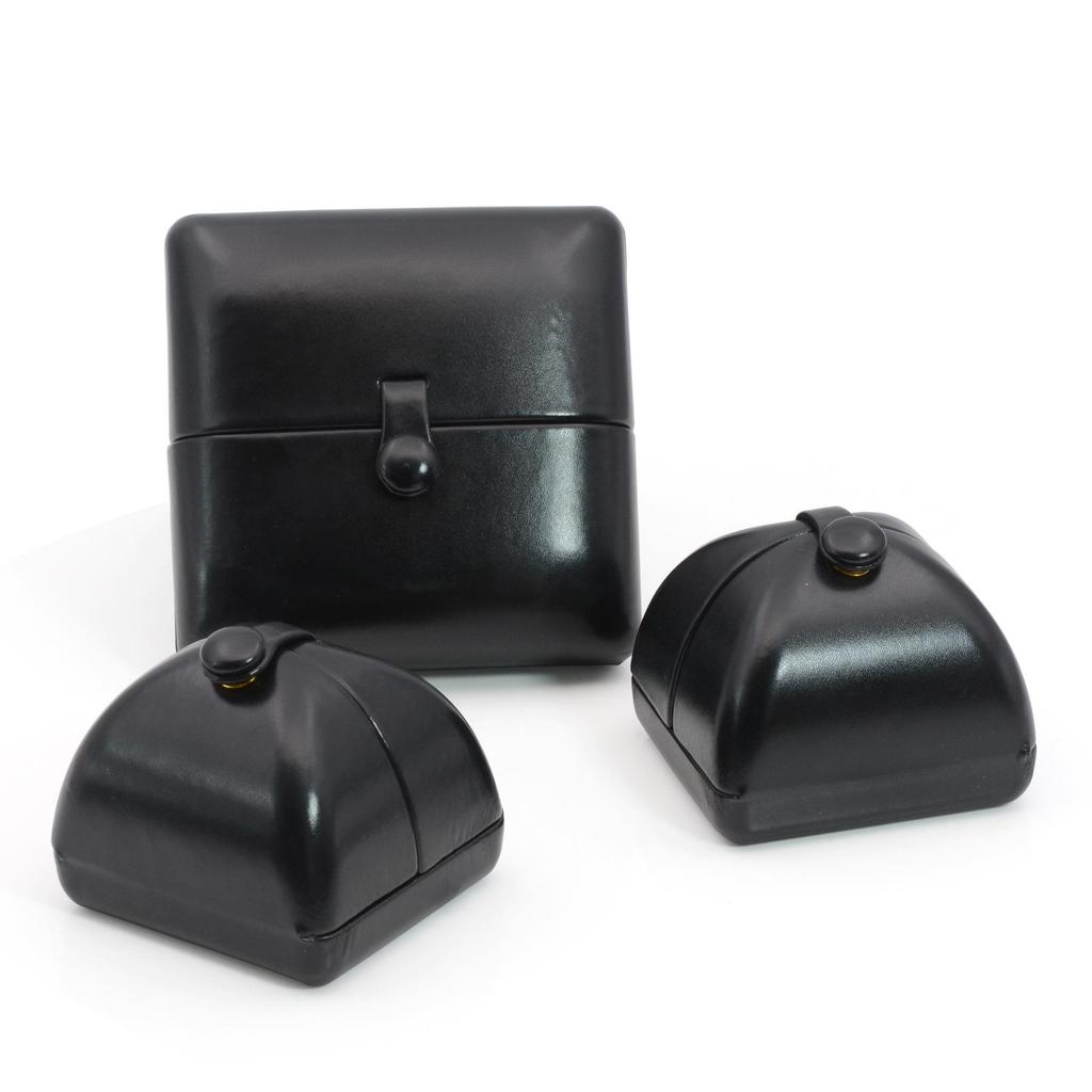 Black Leather Dual-Opening Jewelry Box for Rings, Earrings, Necklaces, and Bracelets
