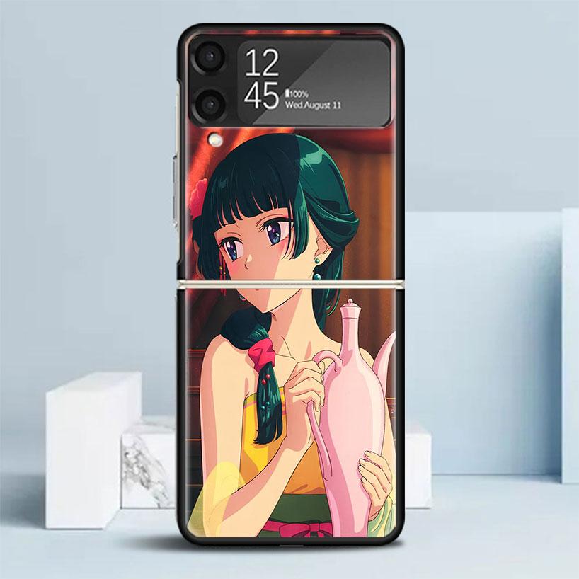 A-Apothecary D-Diaries Anime Black Cover for Samsung Galaxy Z Flip 7 6 5 4 3 5G Phone Case Flip7 Flip6 Flip5 Flip4 Flip3 Pattern