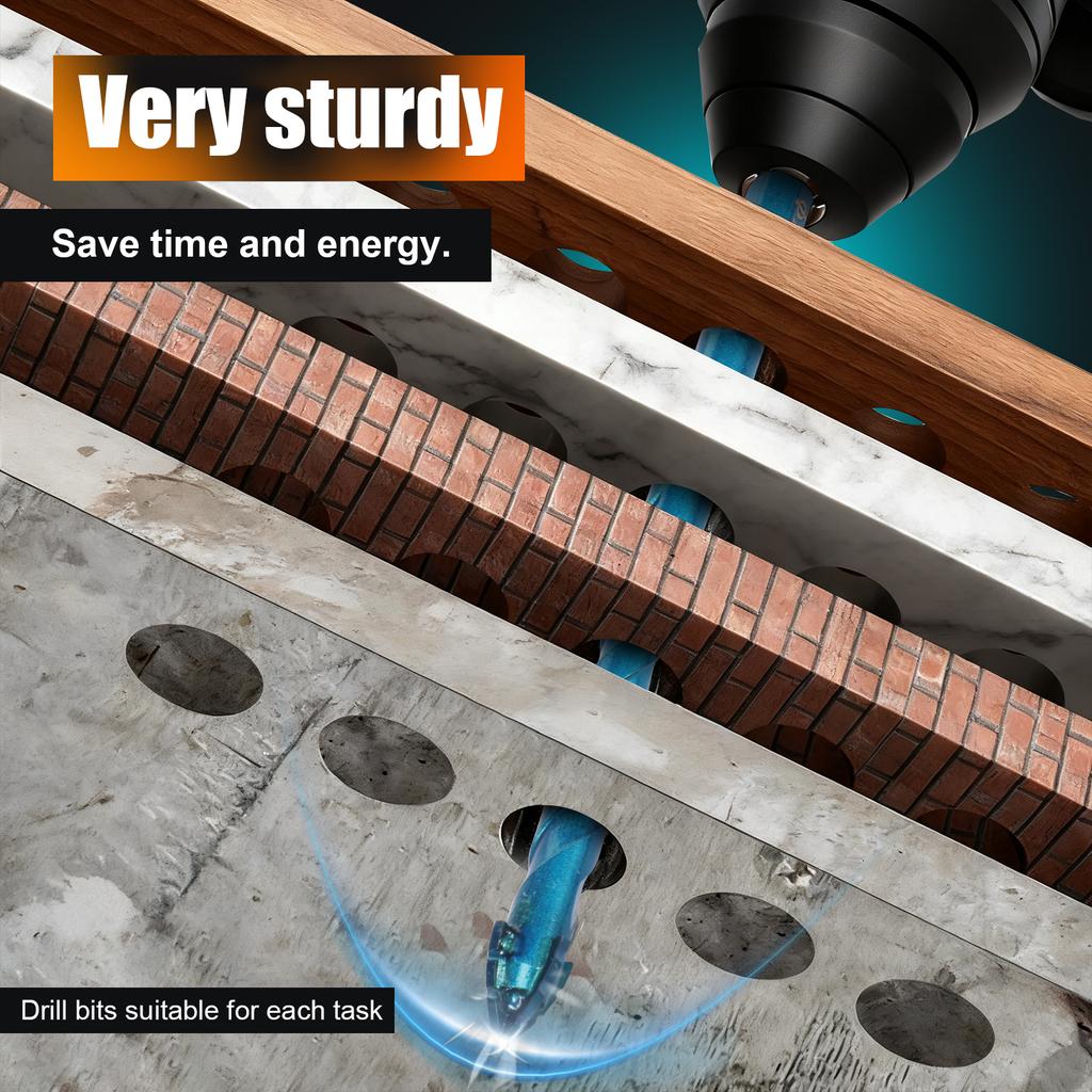 13-teiliges Vierkant-Sägezahn-Bohrerset zum Bohren von Löchern in Glasfliesen, Wände, Beton 6-14mm Sägezahn-Bohrerset Werkzeuge