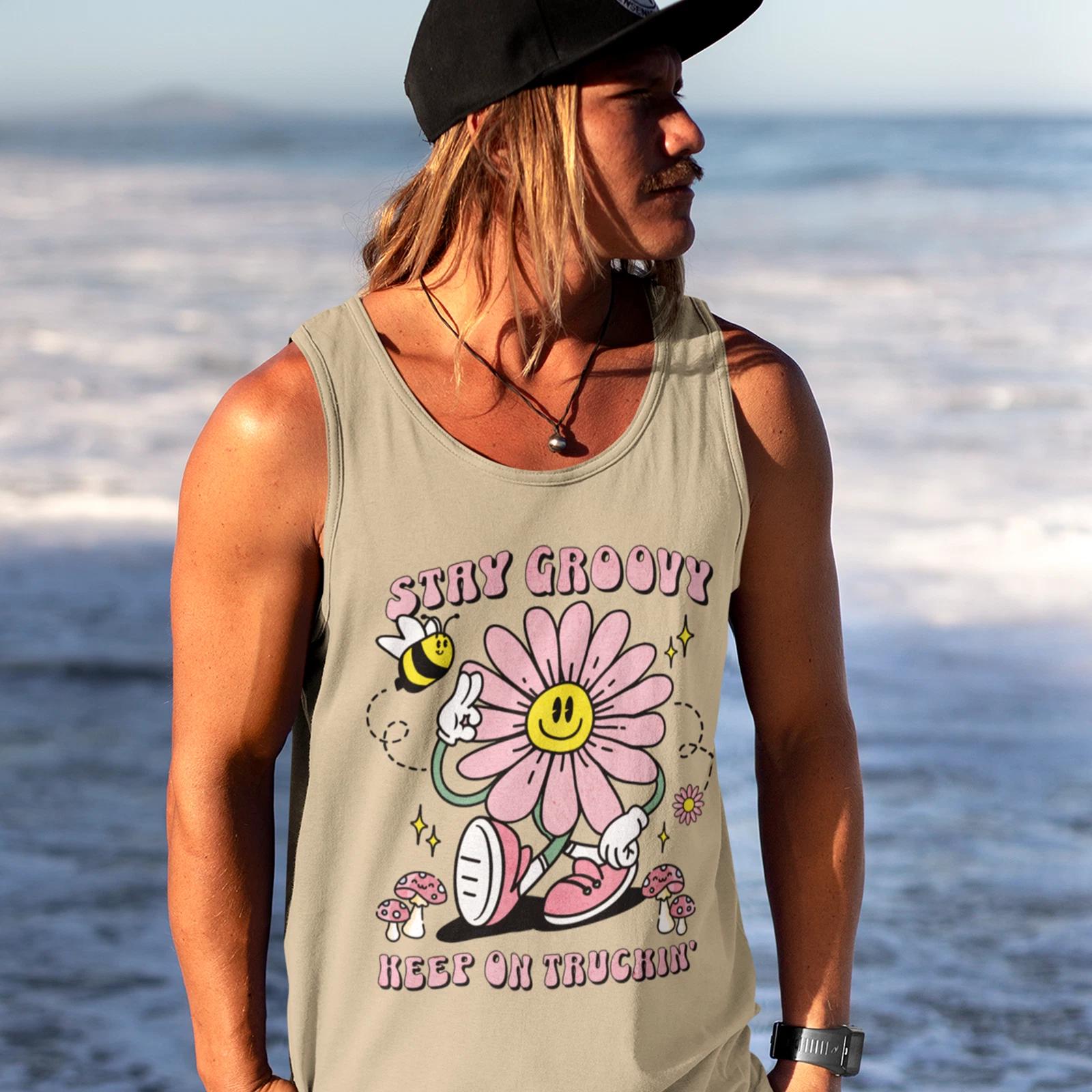 Stay Groovy, Keep on Truckin Tank Top, Groovy 60s Vibe Tank Top XL