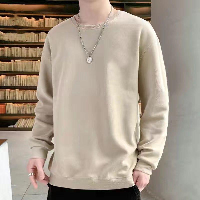 Men's Korean-Style Casual Printed Sweatshirt - Round Neck, Loose Fit, Versatile for Spring and Autumn