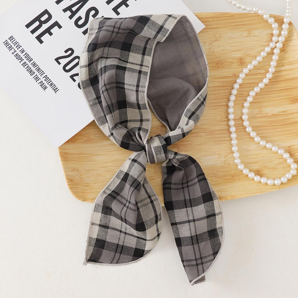 British Cotton Skinny Plaid Scarf Trendy Fashionableable Outfit Hairband Necktie Scarf Small Shawl Headscarf Neck Protection Scarf 11X120Cm