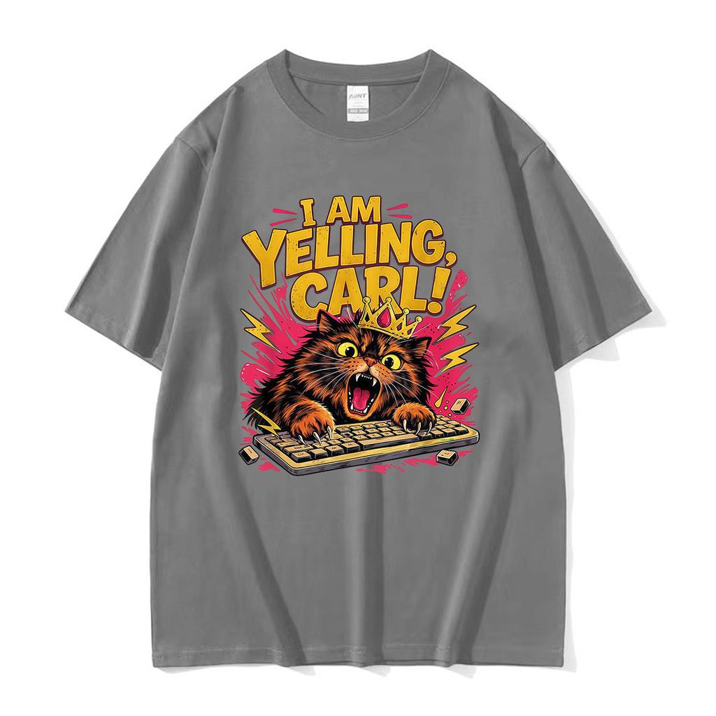 I Am Yelling Carl Dungeon Crawler Carl T Shirt Princess Donut Funny Cat Graphic Tshirts Unisex Unisex Vintage Oversized Cotton Tees