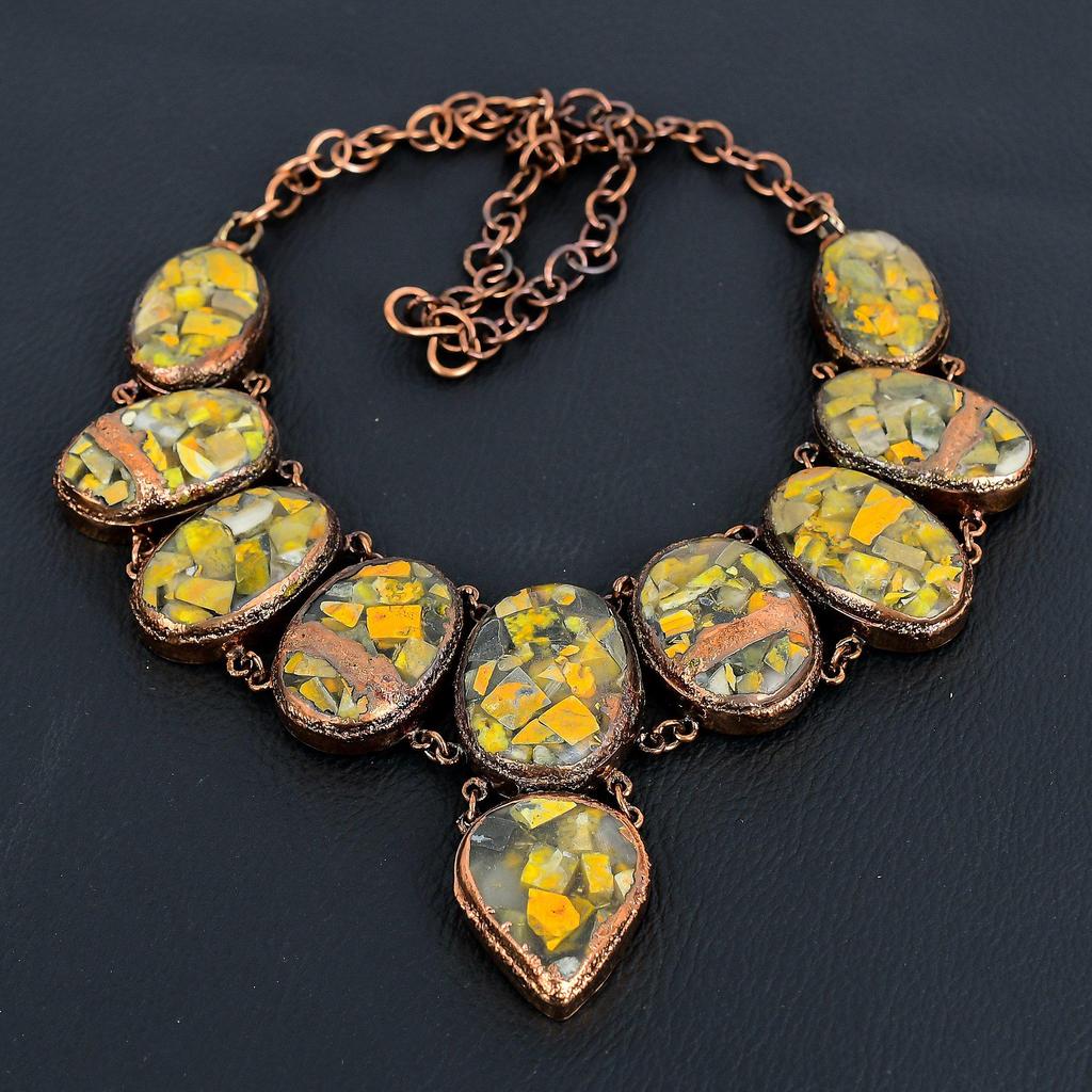 Copper Bumblebee Necklace Gemstone Jewelry, Copper Electroformed Necklace, Adjustable Handmade Beautiful Jewelry Chain Necklace