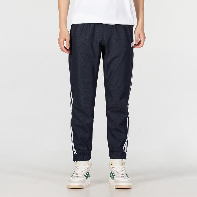 Adidas 247 Wind Pants with Cuffed Hem and Stripe Design Men Bottoms Blue HM2719