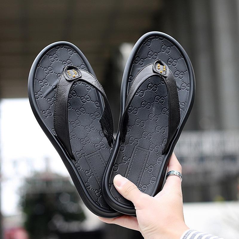 Flip-flops leather summer non-slip soft bottom outdoor personalized cool slippers