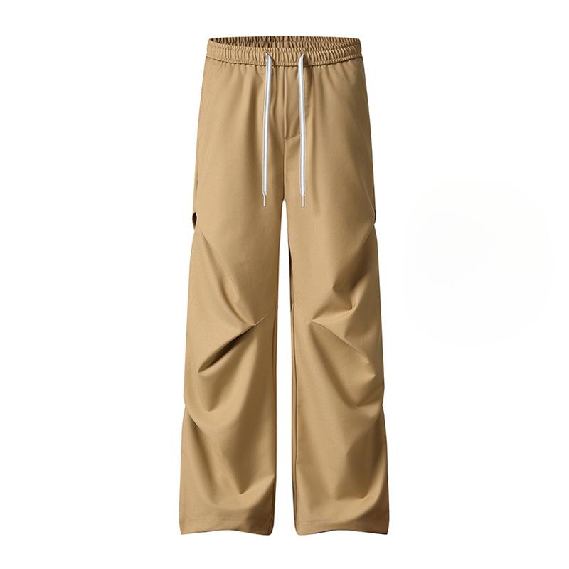 American Three-dimensional Pleated High-grade Micro-pull Suit Pants Men's Casual Wide-leg Pants