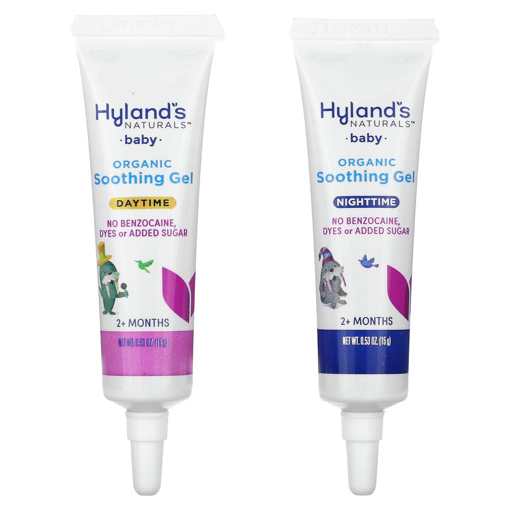 Hyland's Naturals, Baby, Organic Soothing Gel Combo Pack, Day/Night Time, 2 months+, Organic Cherry, 2 tubes, 0.53 oz (15 g) each