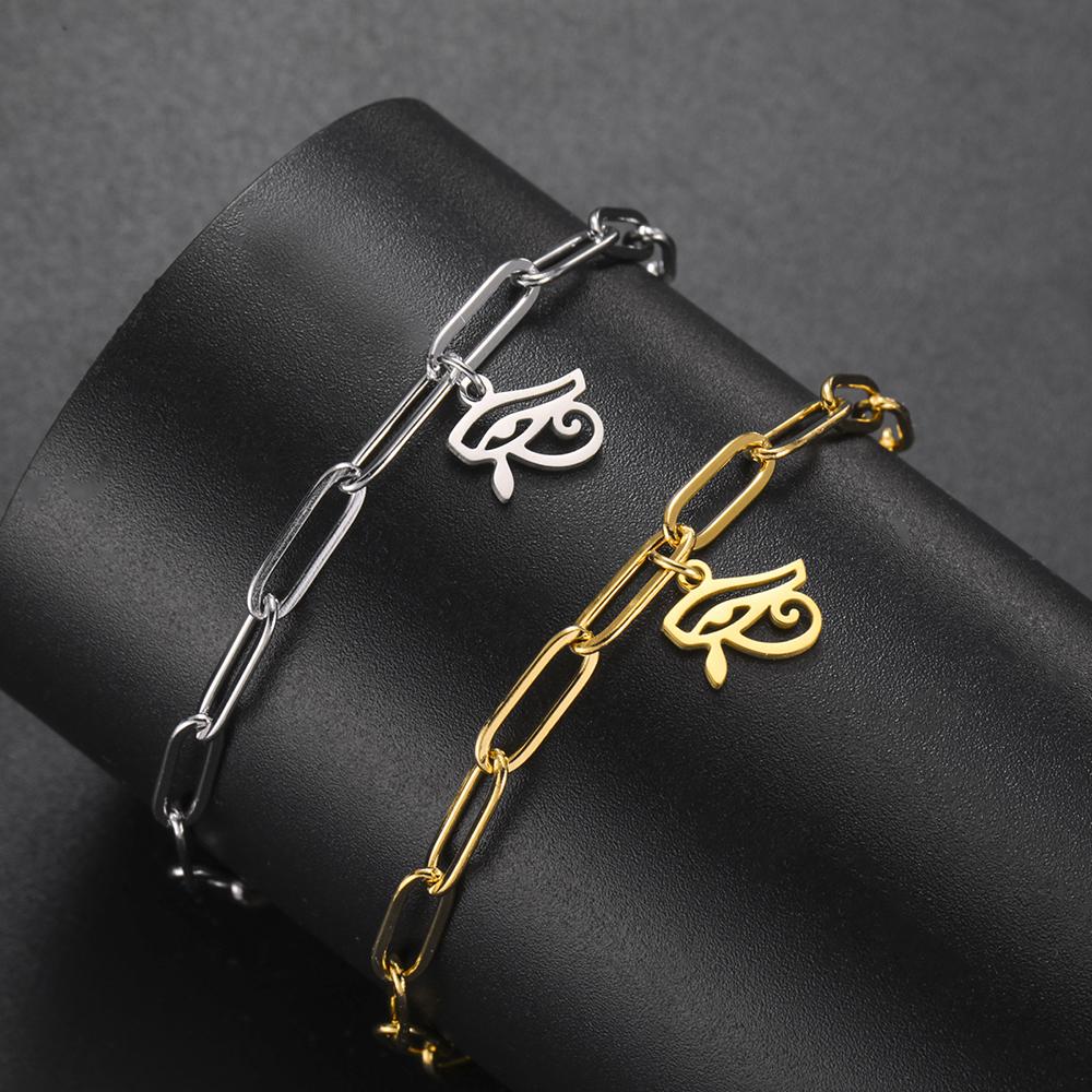 Dawapara Eye of Horus Bracelet Ancient Egyptian Protective Amulet Stainless Steel Charm Bracelet for Men Women