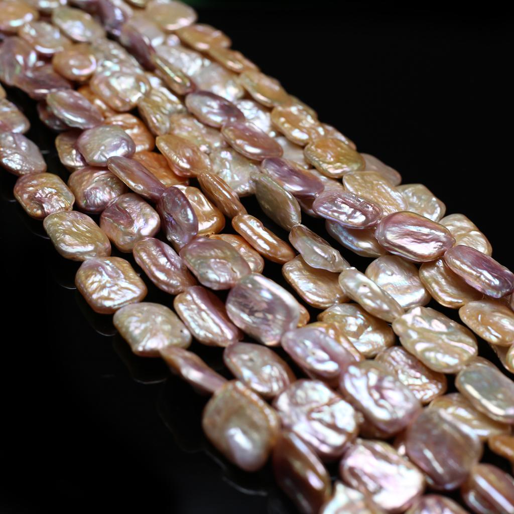 1String, Pink Purple Natural Freshwater Pearls, Handmade Square Shape Pearl Beads, 15×20mm, for DIY Necklace, Jewelry Making Crafts, Length 36 Cm