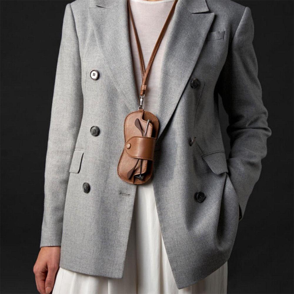 Solid Color Sunglasses Storage Bag with Lanyard Hanging Sunglasses  Eyewear Accessories