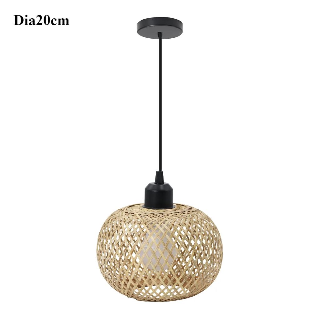Hand-woven Bamboo Pendant Lamp Chandelier Hanging Lamp Rattan Pendant Light Fixture Restaurant Dining Room Indoor Lighting