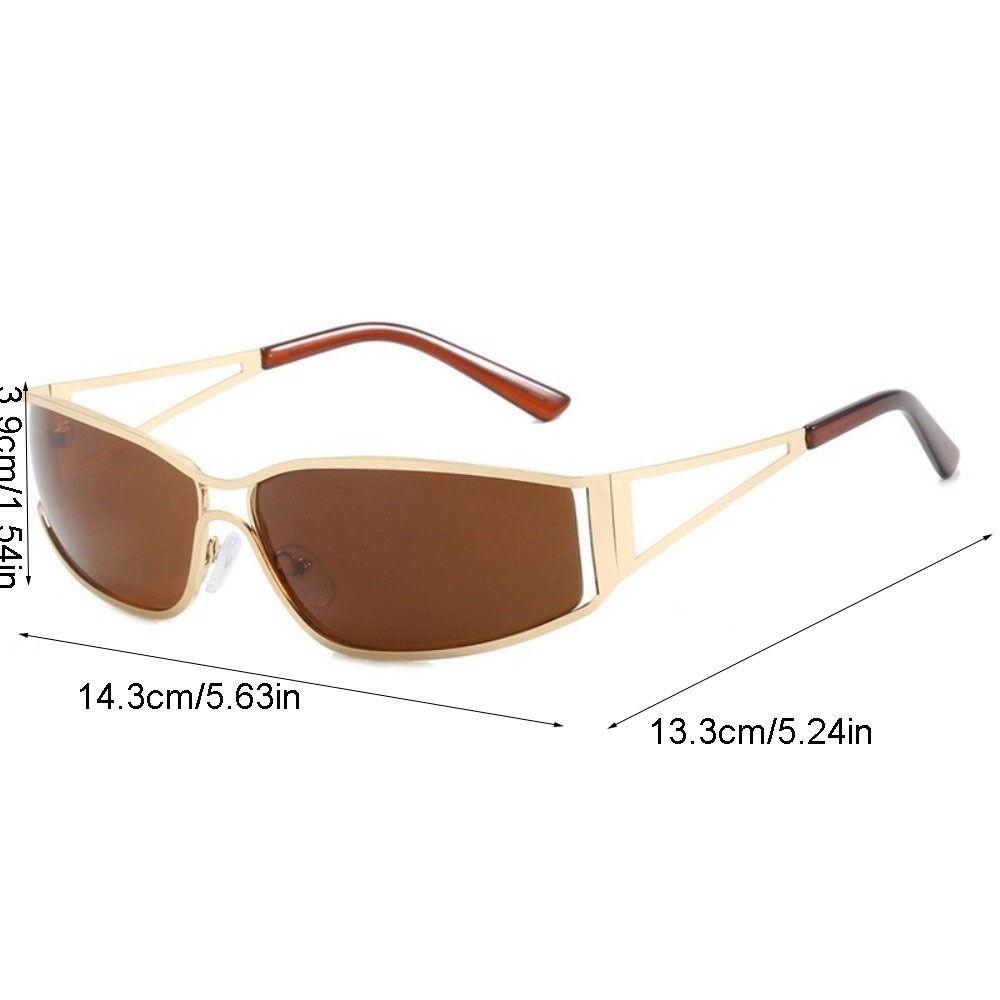 Fashion Y2k Frameless Sunglasses Steampunk Gradient Trendy Fashion Sunglasses Solid Color Metal Rimless Oval Sunglasses Women