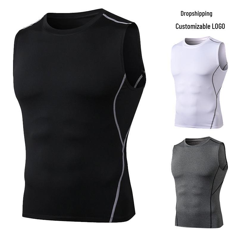 Men's PRO Fitness Compression Tank Top - High Elasticity, Sweat-Wicking, Quick-Drying, Sleeveless Round Neck Shirt