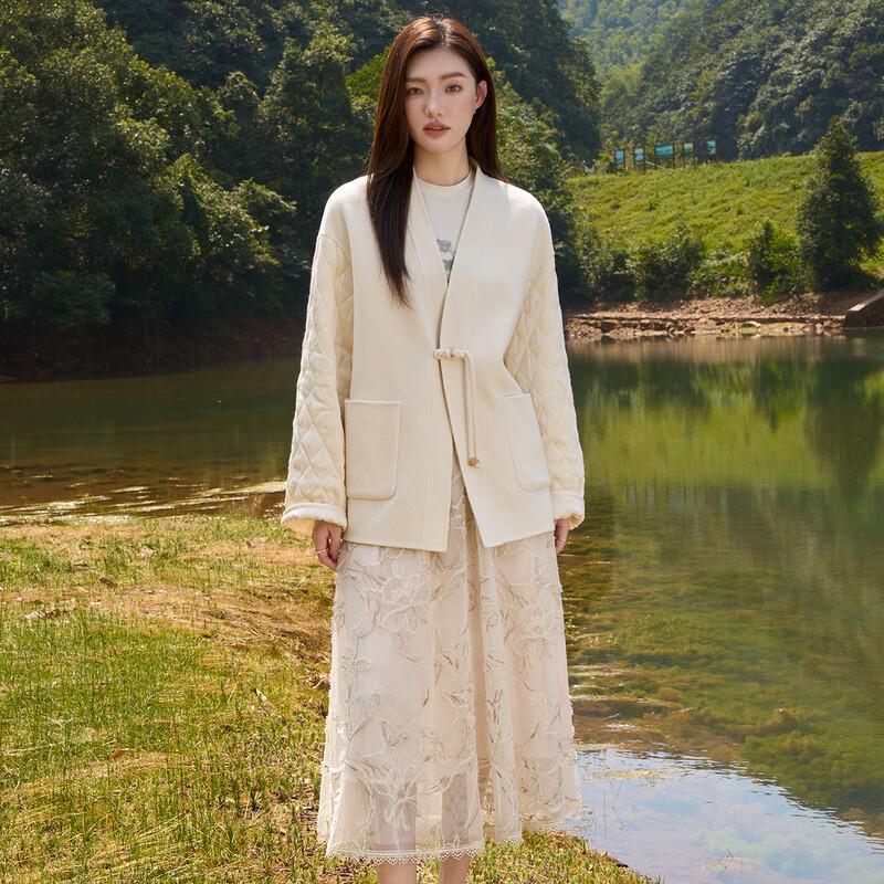 

Iveni Women s 2025 Winter Double-faced Wool & Down Patchwork Coat S