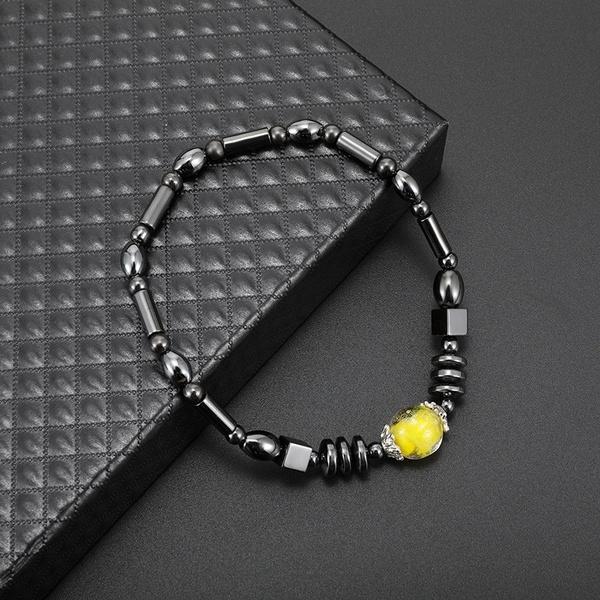 Trendy Weight Loss Magnetic Hematite Round Beads Stretch Anklet Anti-Fatigue Health Care Energy Slimming Anklet Jewelry