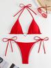Swimsuit female sexy split two-piece set European and American straps love hollow bikini hot-selling vacation swimsuit women