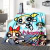 Custom Name Powerpuff Girls Adventure Flannel Blanket for Super Soft Cute Comfort Blanket for Travel Bedding Couch Sofa Blanket