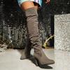 Dames Suede Puntige Neus Stiletto Middelhoge Hak Geplooide Laarzen Herfst/Winter