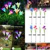 Outdoor Solar Lily Flower Lights Stunning Led Floral Garden Stake Lamps For Yard Decoration