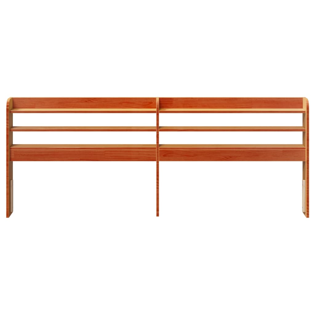 Headboard with Shelves Wax Brown 180 Cm Solid Pine Wood