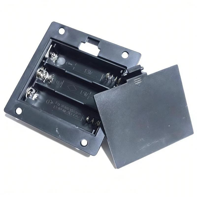

1Pcs New Batteries Plastic Shell 3X Aa Rectangular Embedded Battery Holder Storage Box Case 4.5V With Cover A1