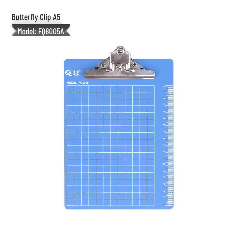 Fuqiang FQ8004 Butterfly Clip A4 Clipboard - Strong Plastic, Flat Writing Surface, Hanging Clip for Notes
