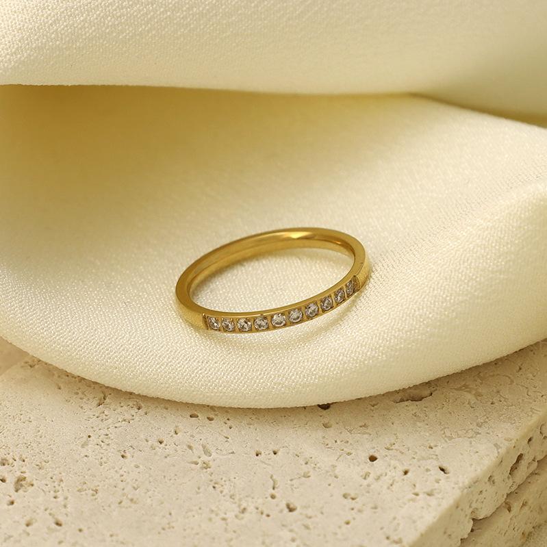 Light Luxury Simple Cnc Micro-Inlaid Ten Diamond Titanium Steel Ring For Women 316 Does Not Fade, Couple Pair Ring Tide Jewelry For Girls