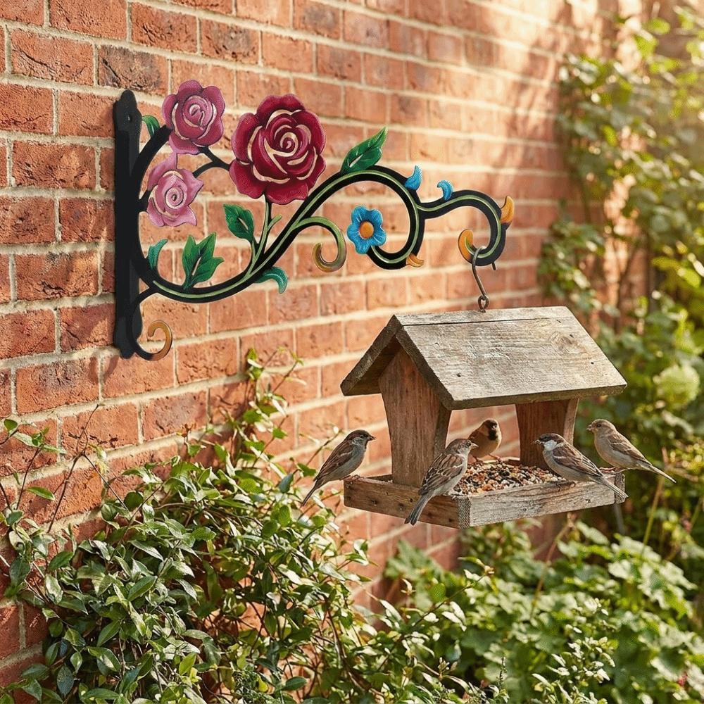 Gancho Metálico Oco para Plantas Rosa Ferrugem Gancho para Cesta de Flores Resistente Decorativo Suporte de Parede para Plantas Uso Externo