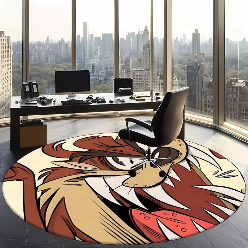 Taz (5) Round Office Rug Decorative Floor Rug for Office Bedroom Living Room and Home Space