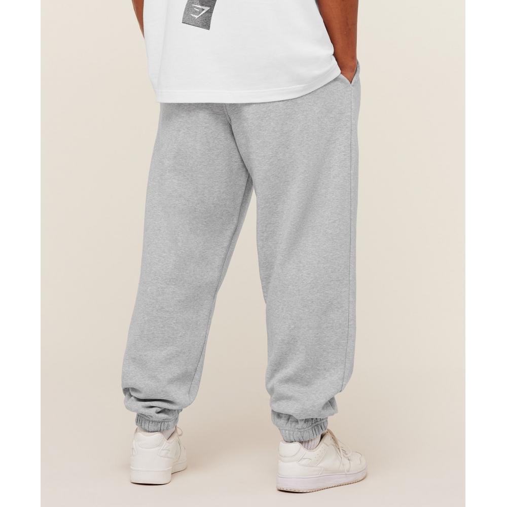 Gymshark Crest Oversized Joggers Light Grey Core Marl A4c5v Gbcn