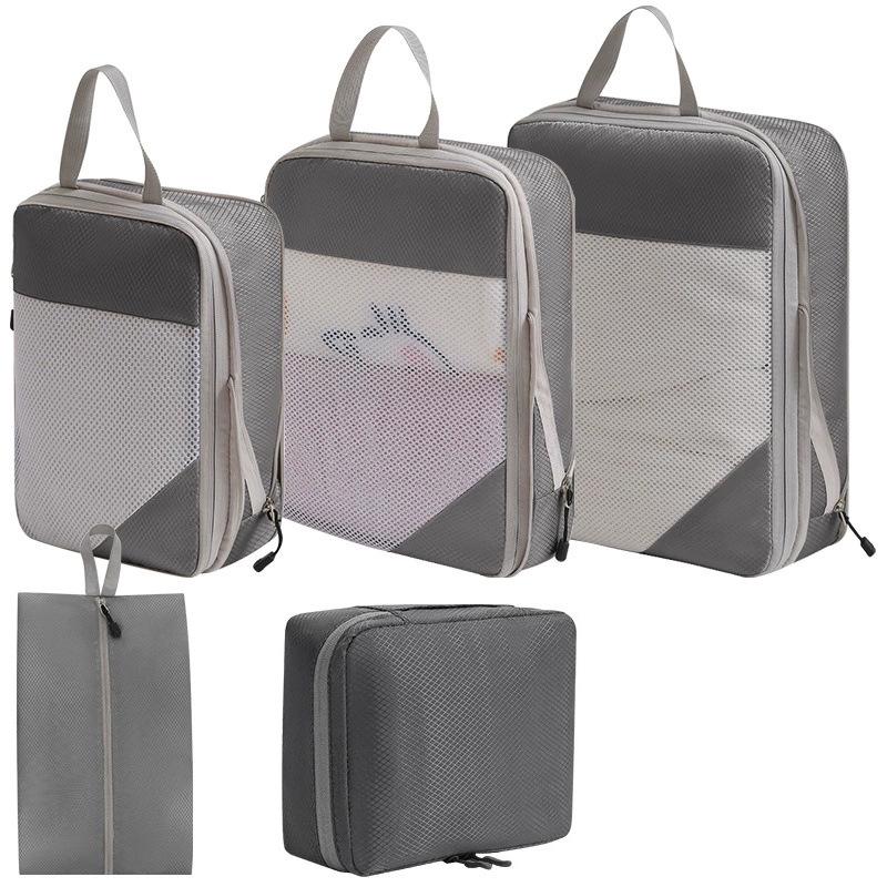7-Piece Travel Compression Organizer Set for Clothes, Shoes, and Cosmetics