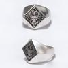 Yin Taifei Retro Rhombus Seal Ring: Versatile Thai Silver Totem Pattern Openable Bull Ring.