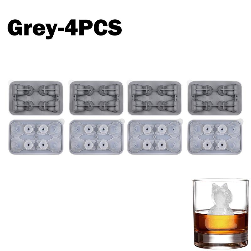 1/2/4PCS Cute 3D Cat Ice Cube Mold Silicone Easy Release BPA Free Ice Block Maker for Kitchen Household Fun Cat Shaped Ice Tray