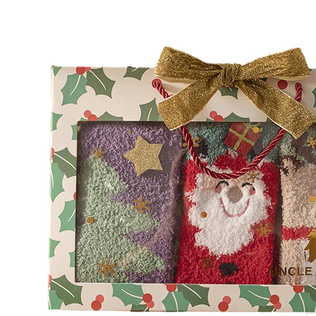 3 Paar Weihnachtssocken für Erwachsene, warm, winterlich, kuschelig, flauschig