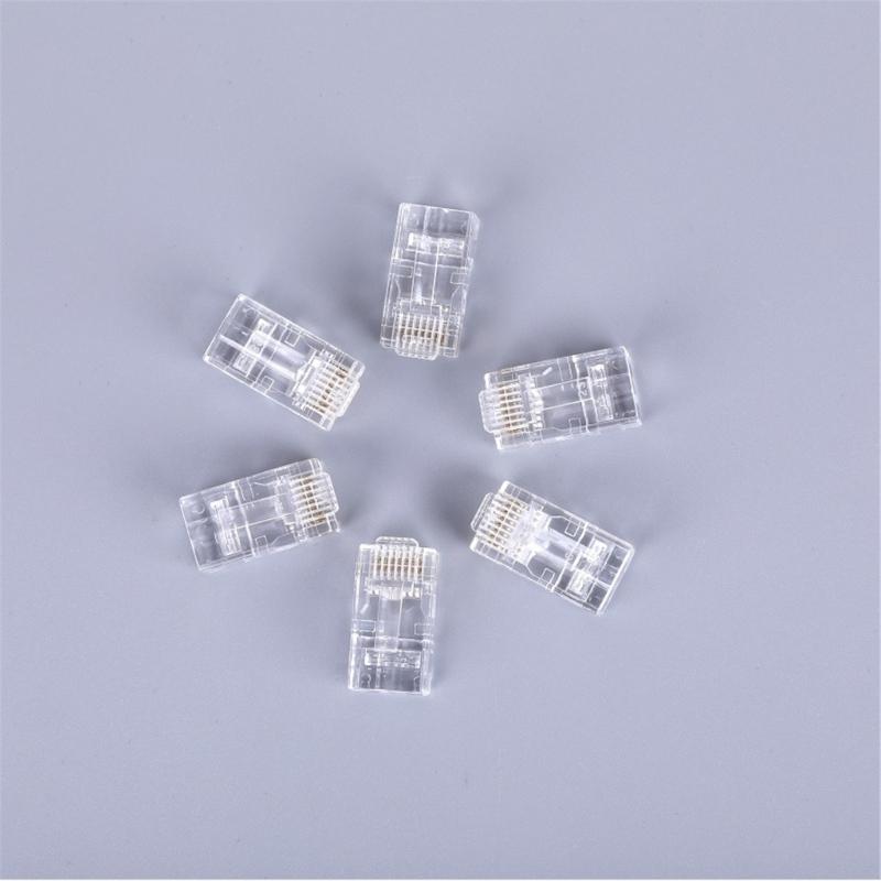 100pcs Cat6 RJ45 Ends, 8P8C Cat6 RJ45 Connectors Clear Ethernet Crimp Connectors For UTP Networking Cable 24-26AWG