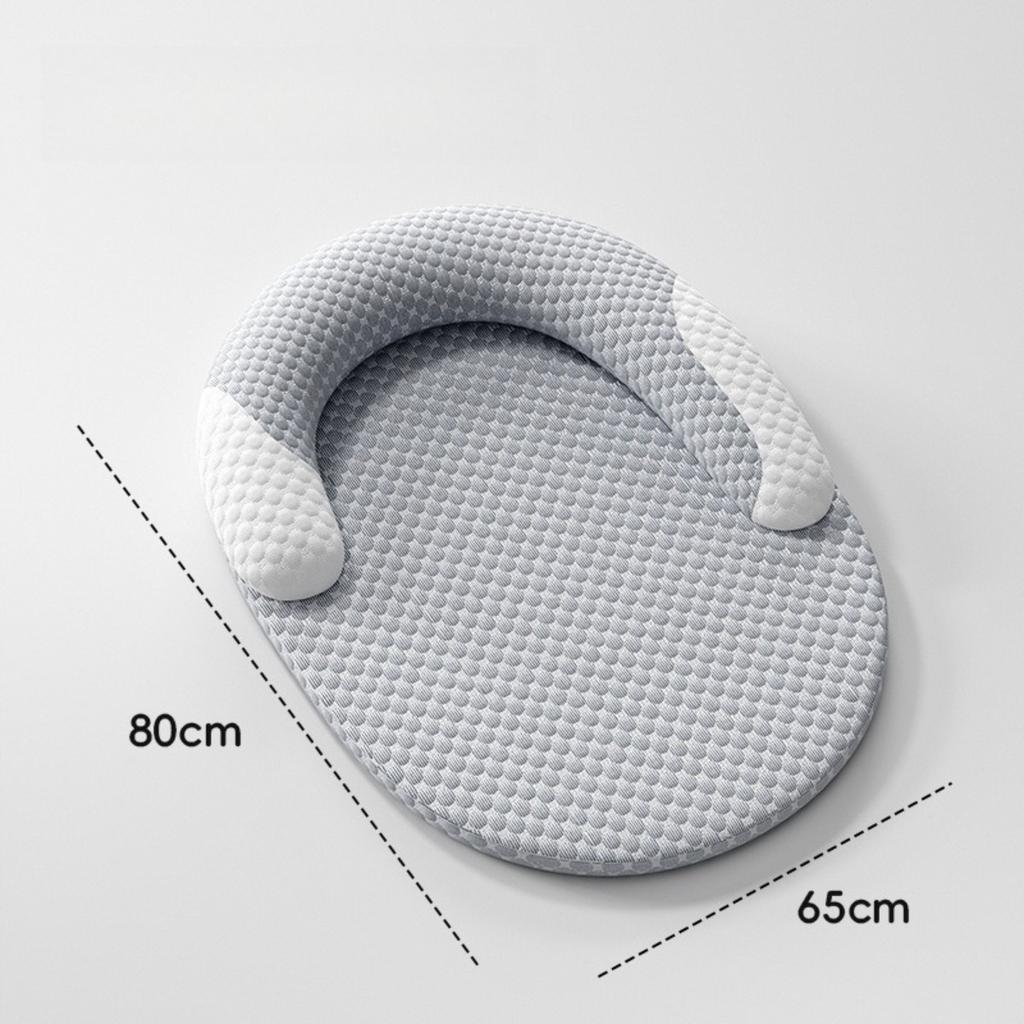 Summer Cooling Cat Bed, Breathable Dog Bed with Raised Neck Pillow, Non-Slip & Washable Round Cooling Pet Mat for Cats and Small Dogs