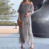 Women Dress Off Color Chiffon Ruffle Scattered Cake Hem Shoulder Multi-layer Pleated Solid Half Sleeves