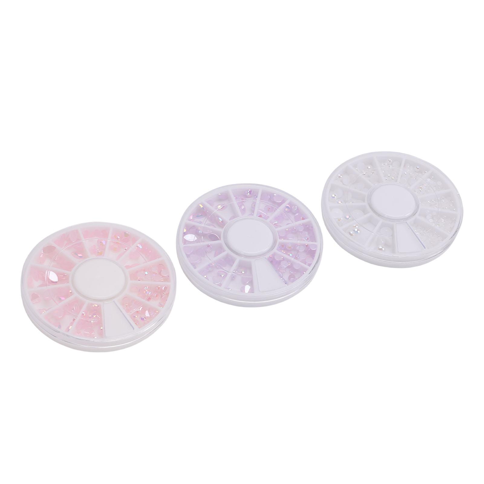 

3 Boxes 3D Heart Shaped Nail Charms Flat Back Pearls Resin Manicure Decoration with Storage Box for Jewelry Making