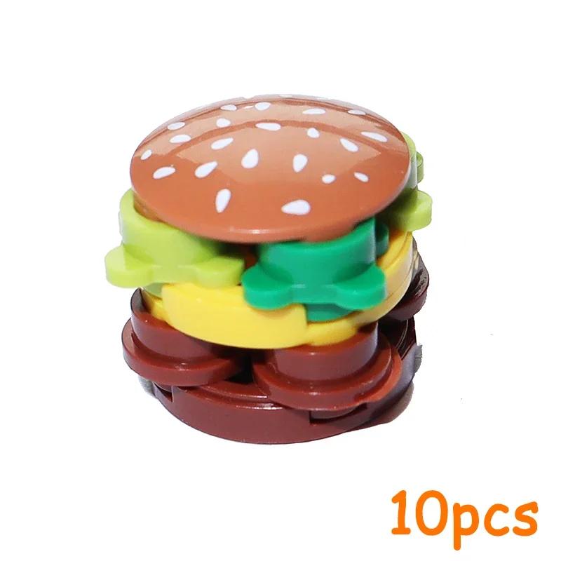 Building Blocks Food MOC Food Accessories Fish Bread Pizza Chocolate Fruit Carrot Hamburger Chips Chicken Bottle Bricks Toys